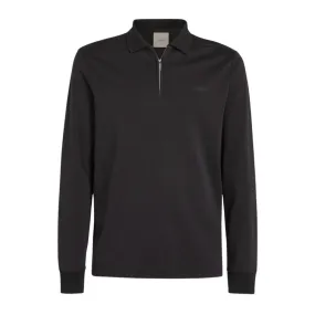 Calvin Klein Liquid Touch Welt Zip Black Polo Shirt