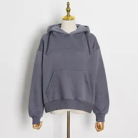 Casual Solid Sweatshirt For Women Hooded Collar Long Sleeve Hollow Out Minimalist Sweatshirts Female Fashion Fall