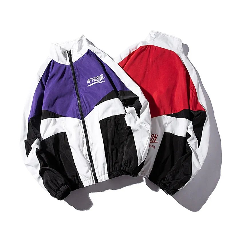 Casual Windbreaker High Neck Zipper Casual Style Men Jacket