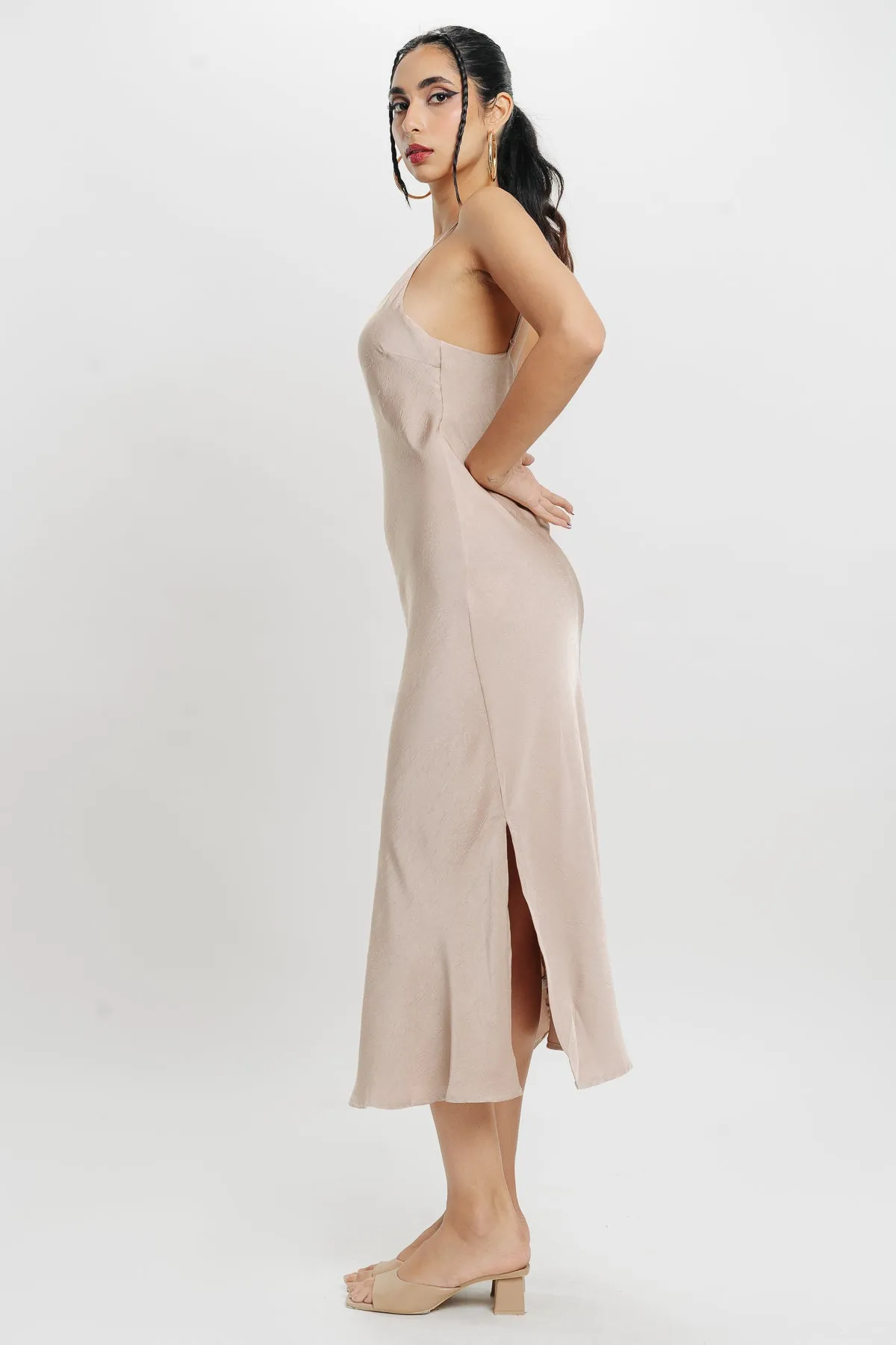 Champagne Satin Slip Dress