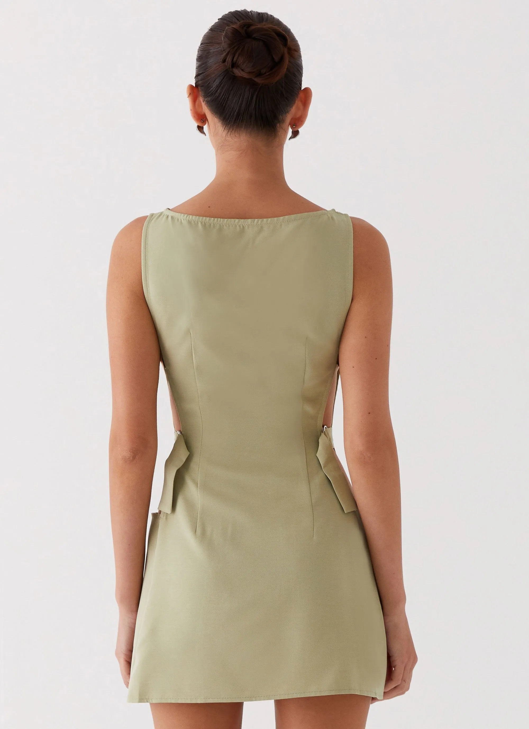 Cherish You Buckle Mini Dress - Olive