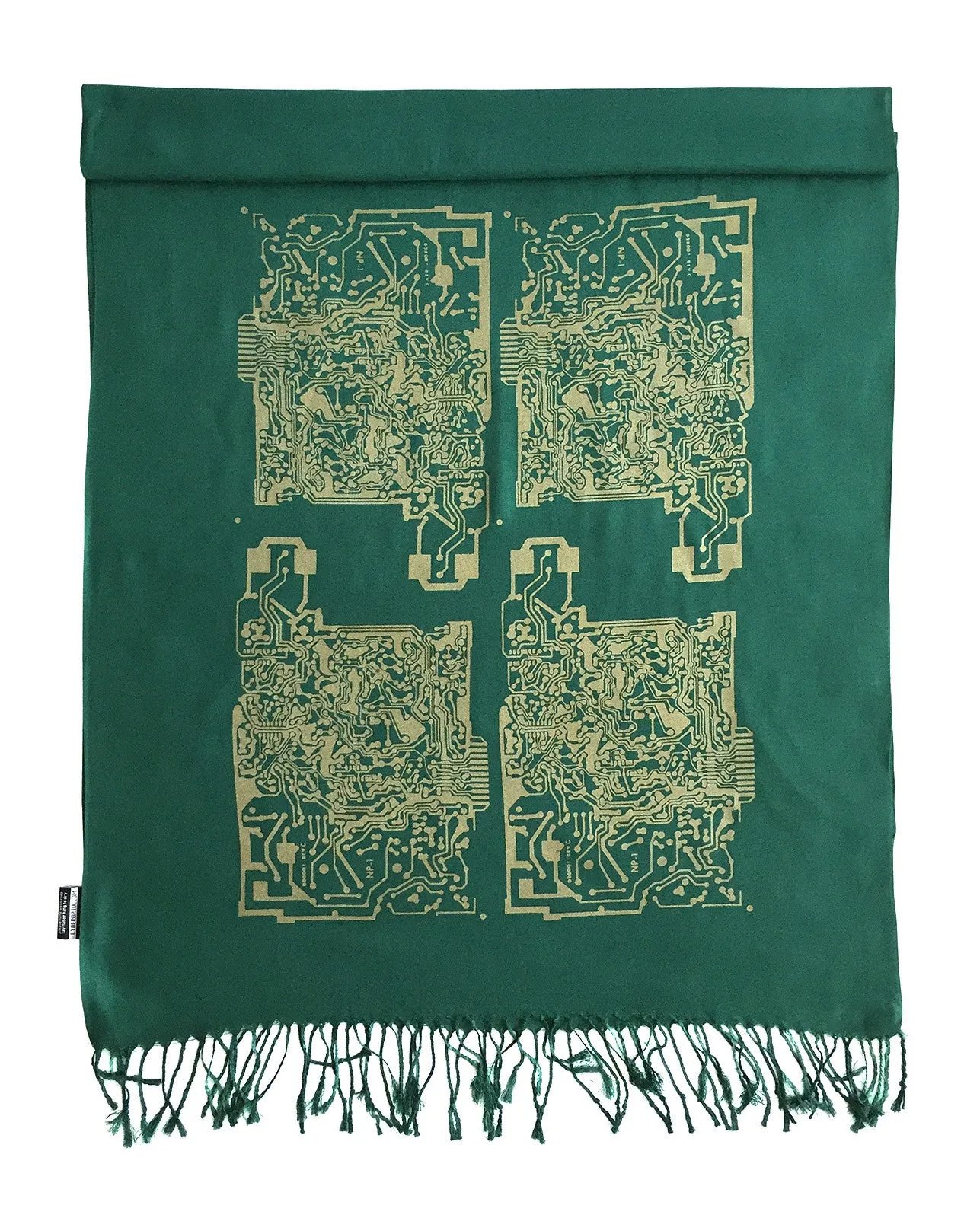 Circuit Board Scarf. Short Circuit linen-weave pashmina