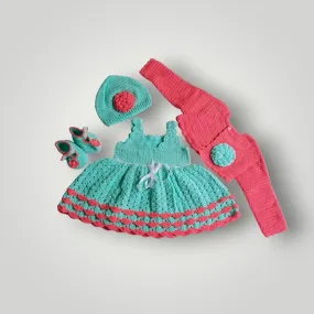 Classic Elegance Graminarts Woolen Frock Set with Adorable Cardigan For Babies