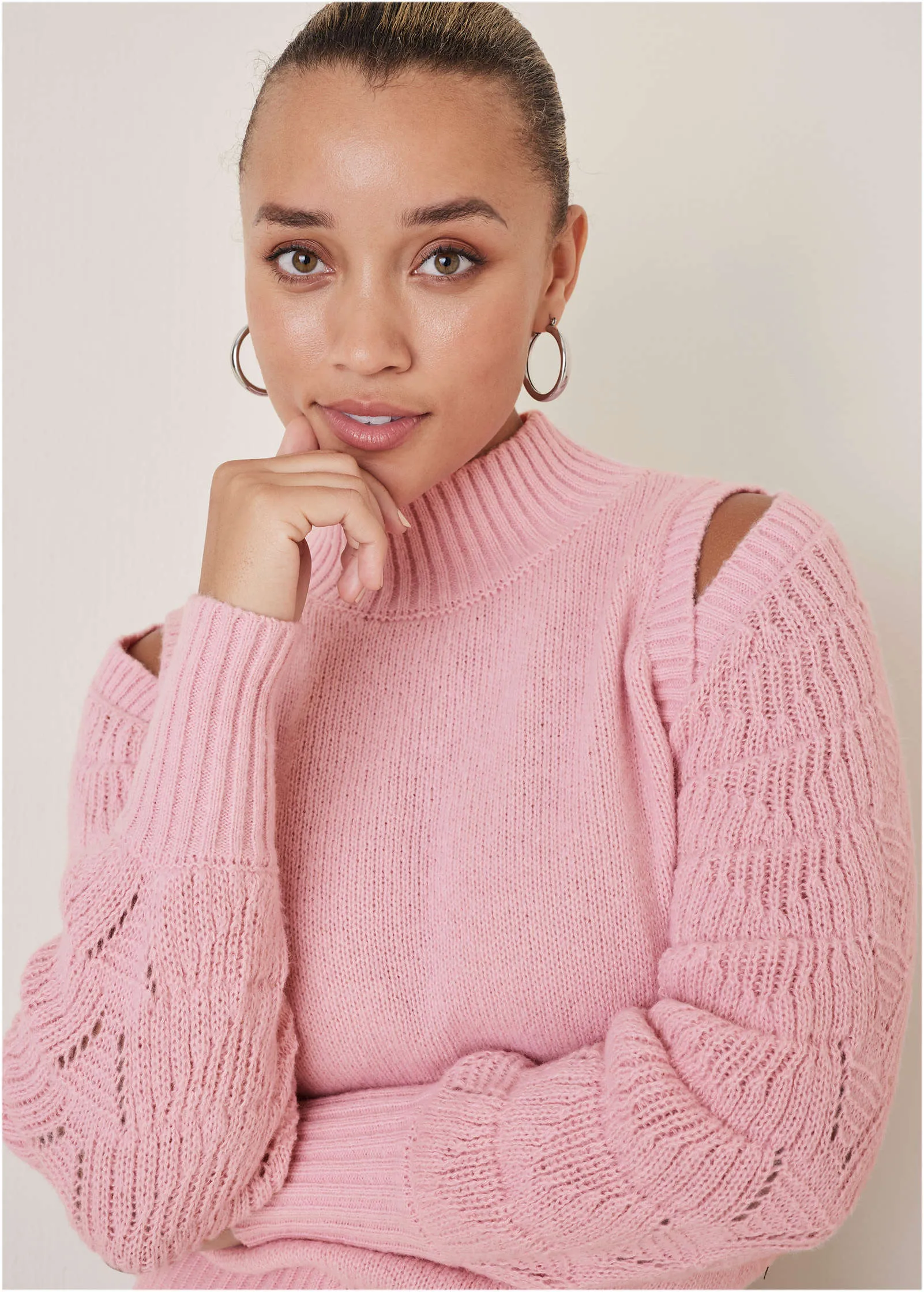 Cold Shoulder Sweater - Bleached Mauve