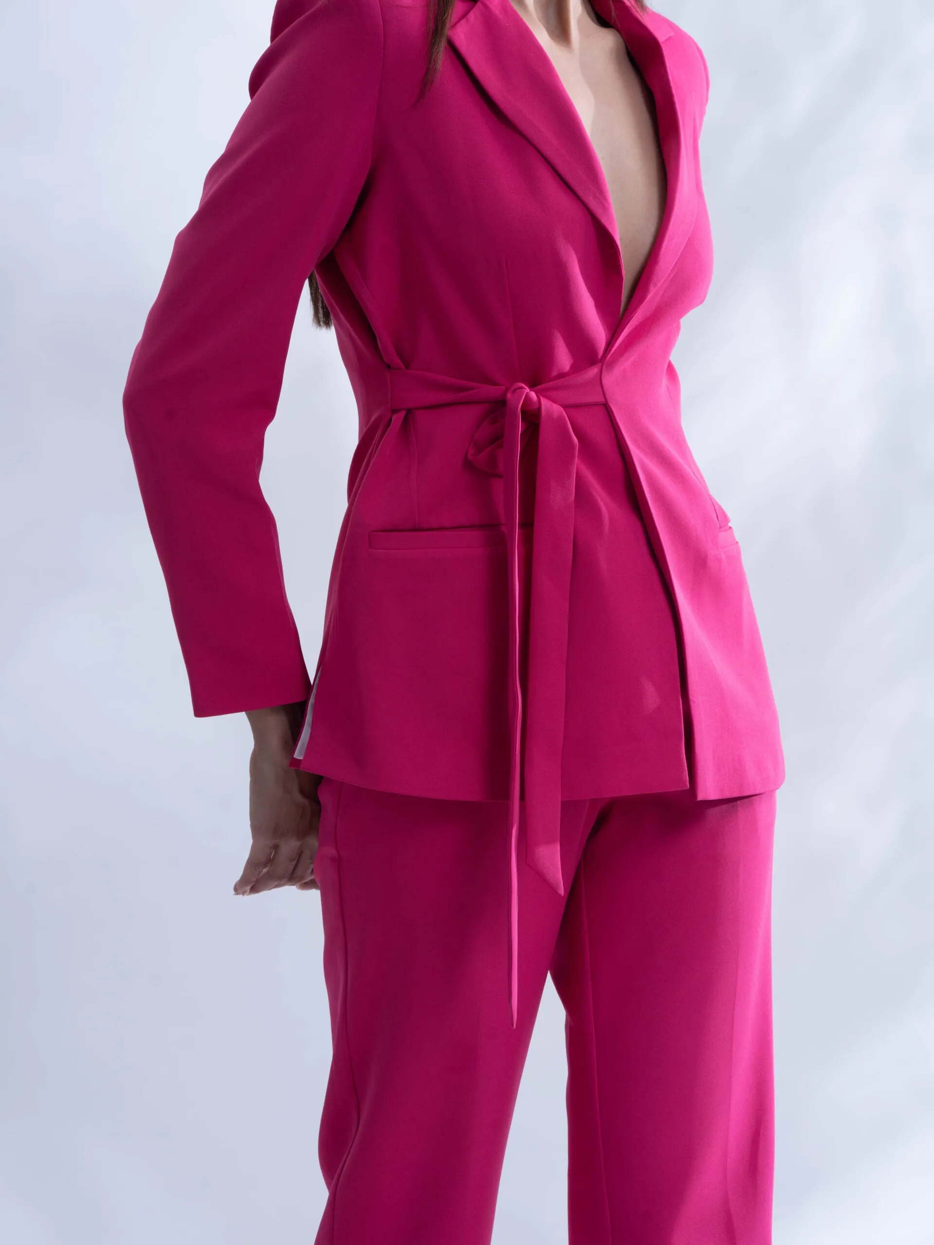 Comfortable Women's Suit with Hot pink blazer and straight pants