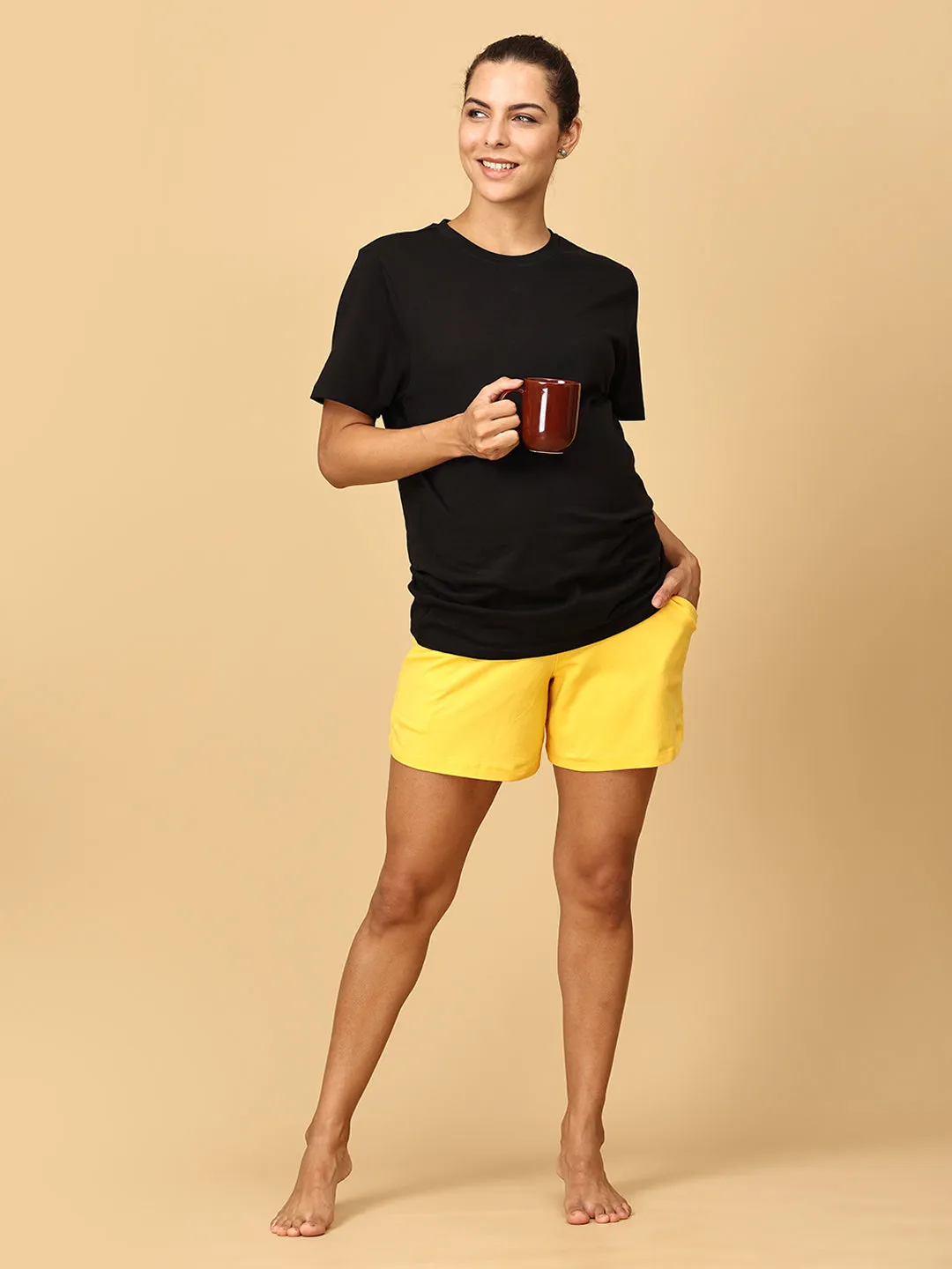 Comfy Maternity Shorts- Yellow