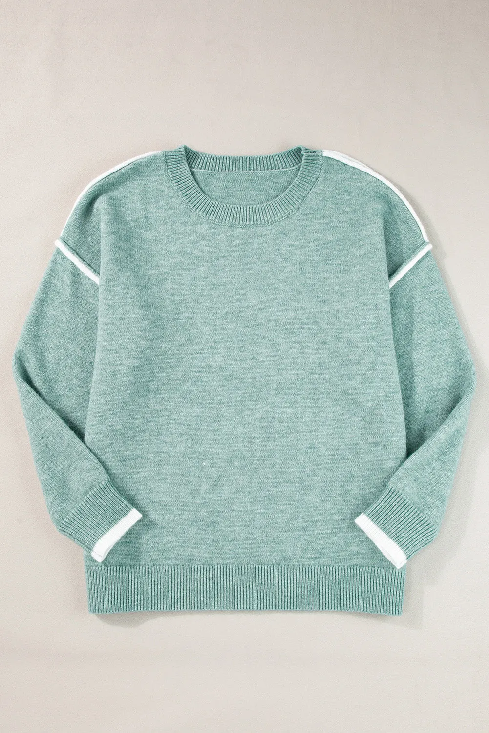 Contrast Trim Crewneck Sweater