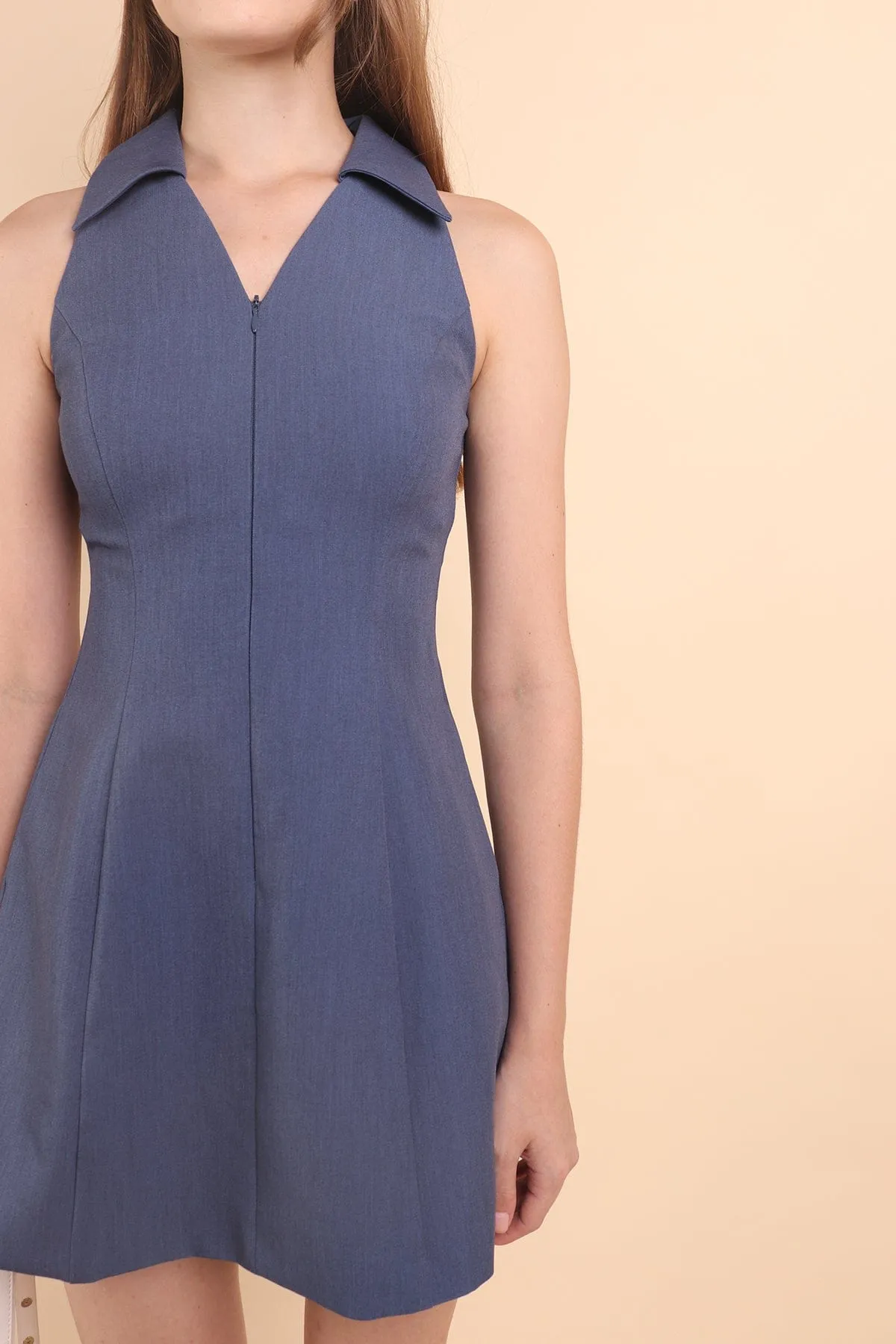 COREY ZIPPER DRESS IN DENIM BLUE