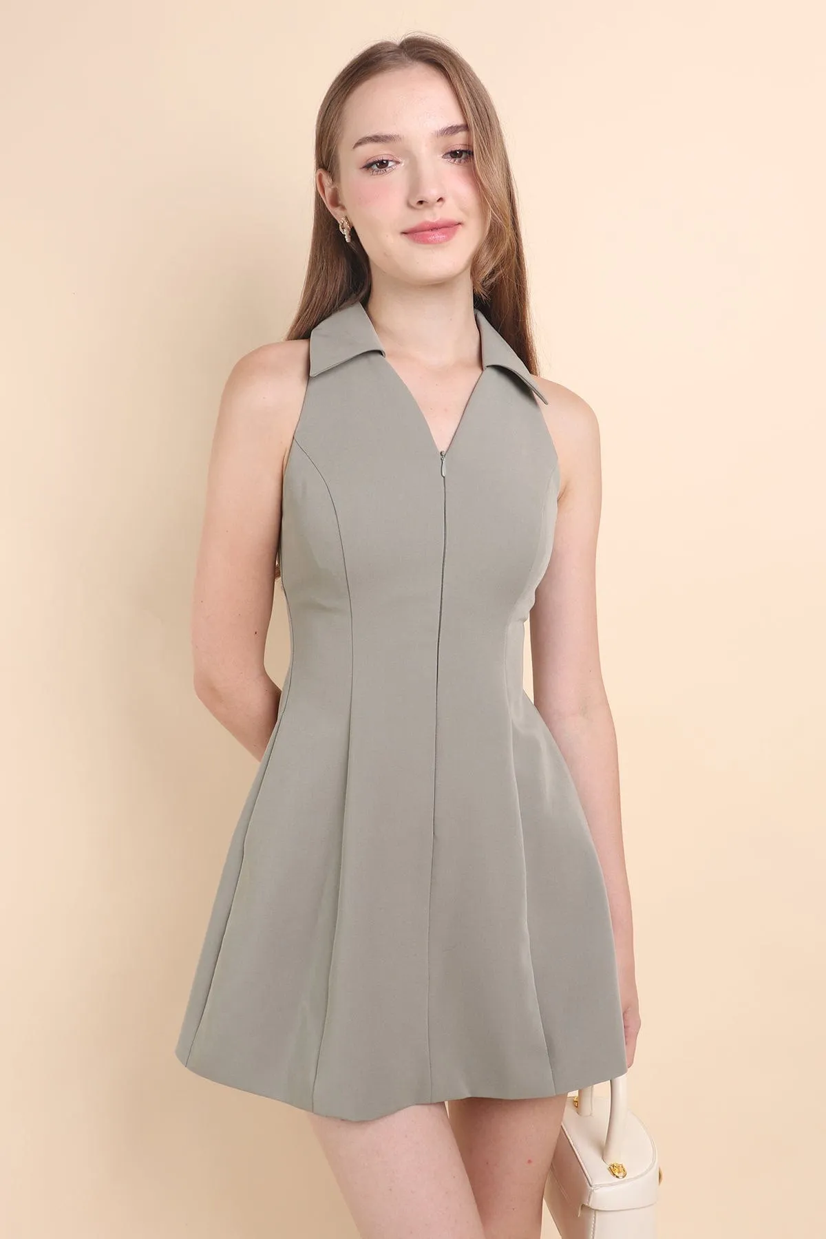 COREY ZIPPER DRESS IN OLIVE