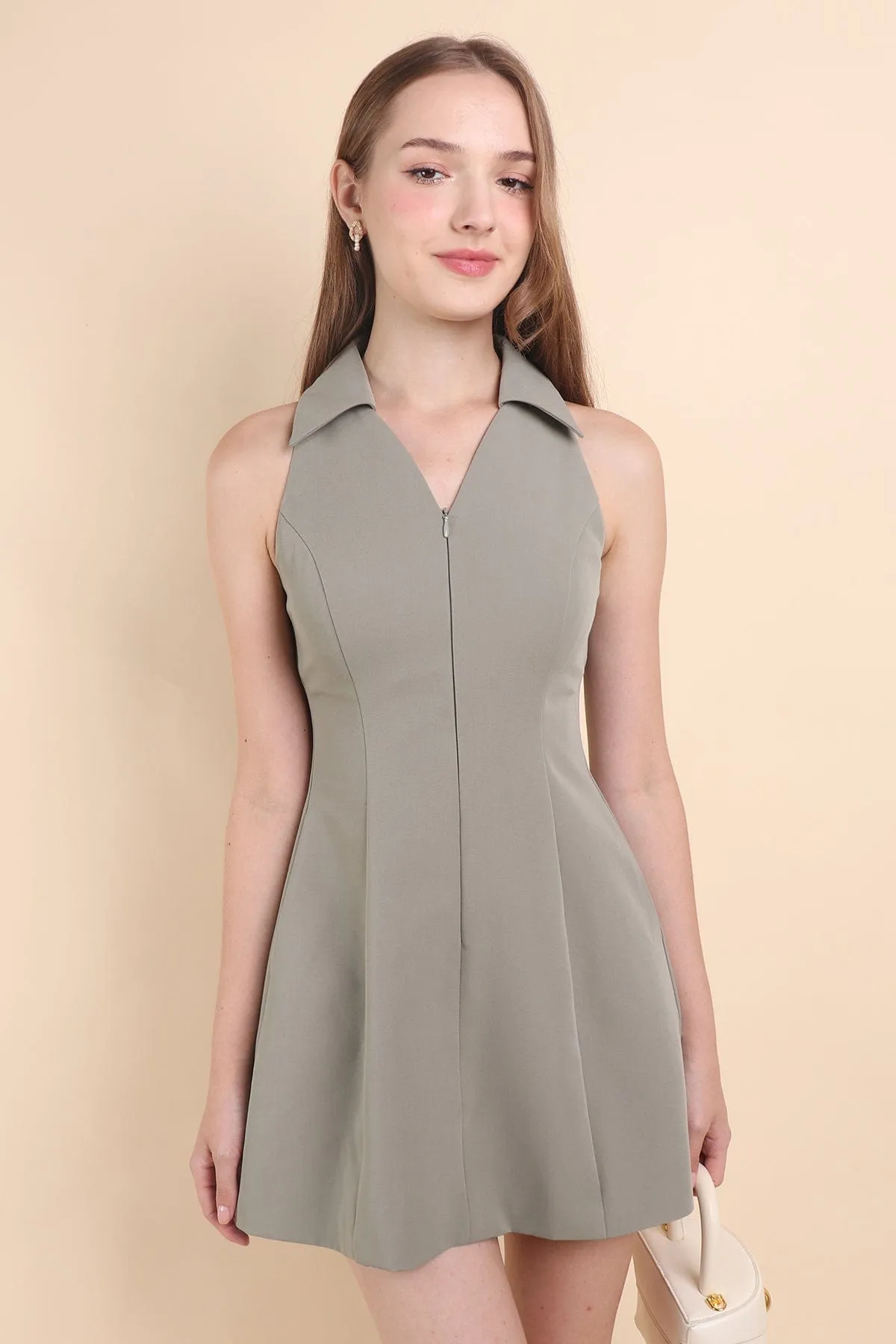 COREY ZIPPER DRESS IN OLIVE