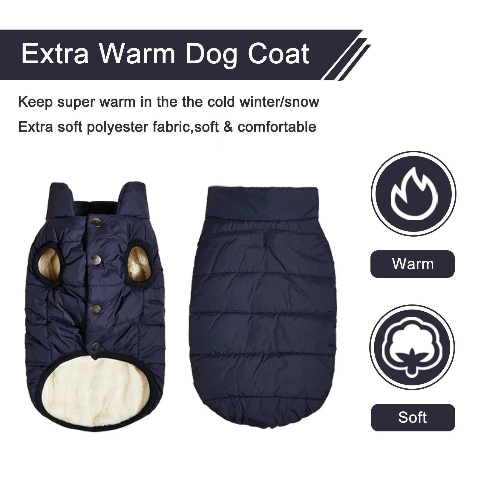 Cozy Winter Dog Jacket: Plush Lined Coat for Stylish Small to Large Breeds