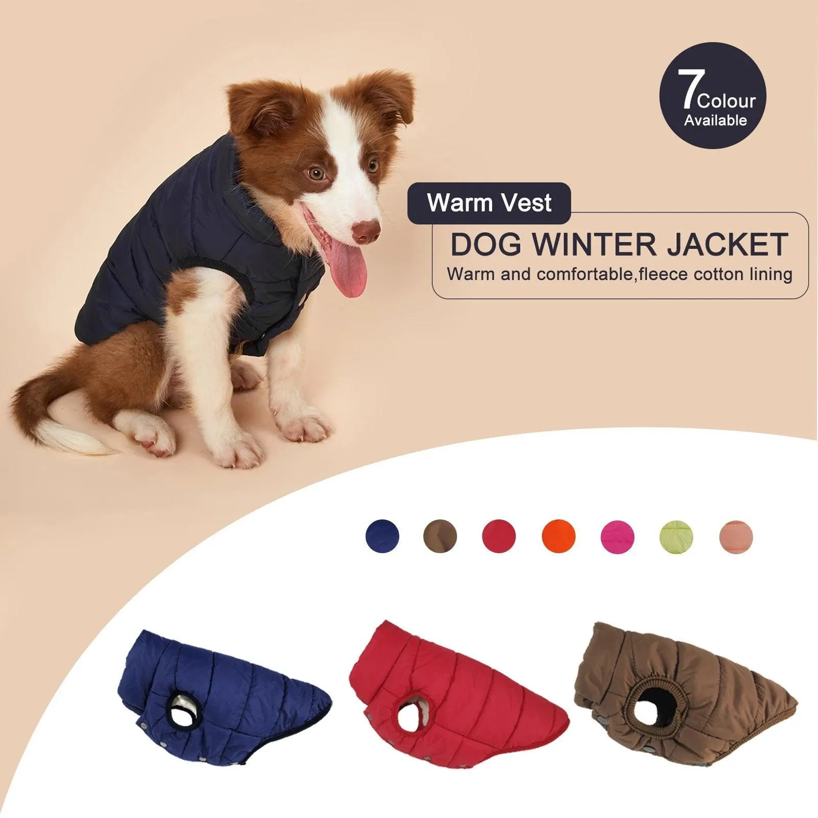 Cozy Winter Dog Jacket: Plush Lined Coat for Stylish Small to Large Breeds