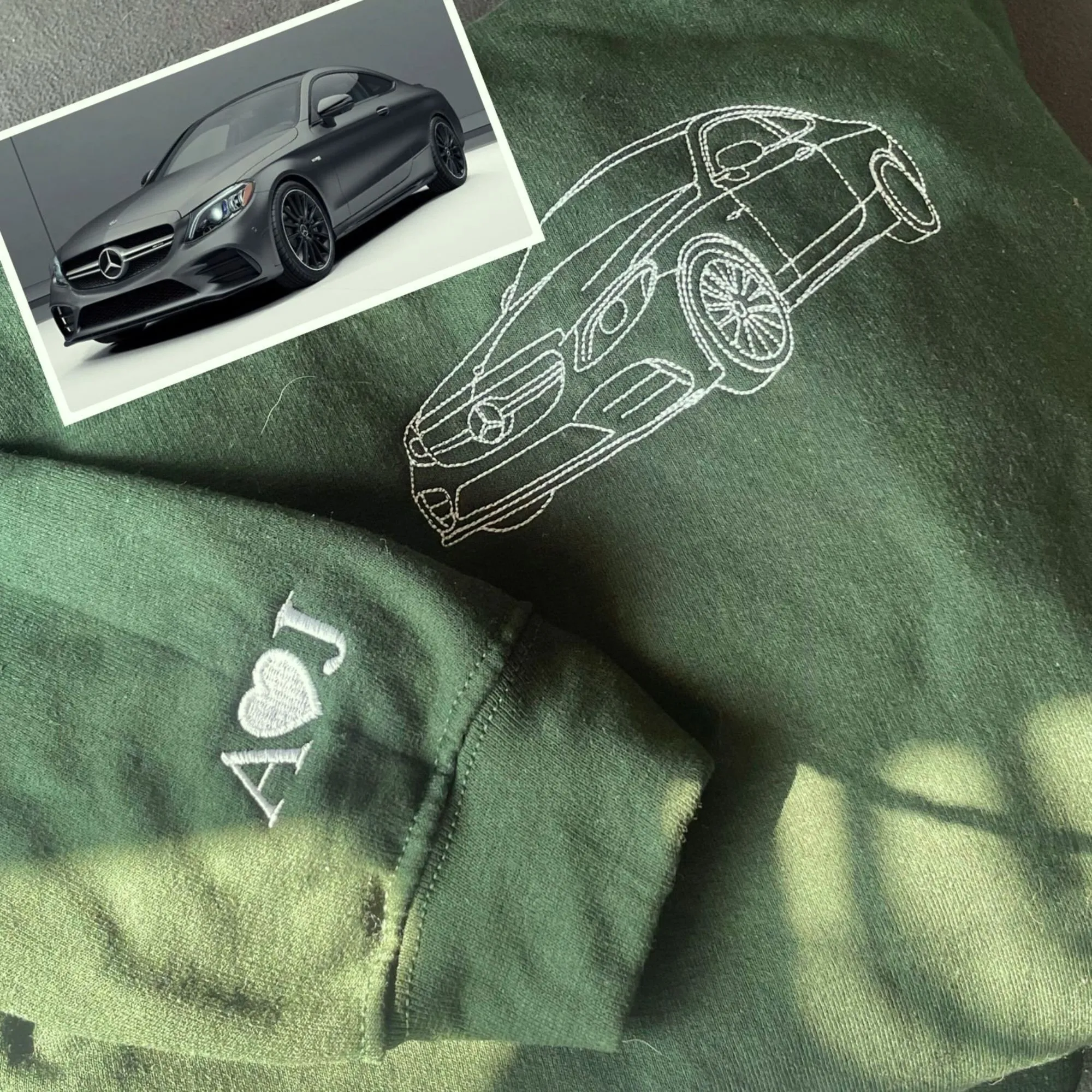 Custom Embroidered Car Hoodie, Sweatshirt, Personalized Car Gifts for Him