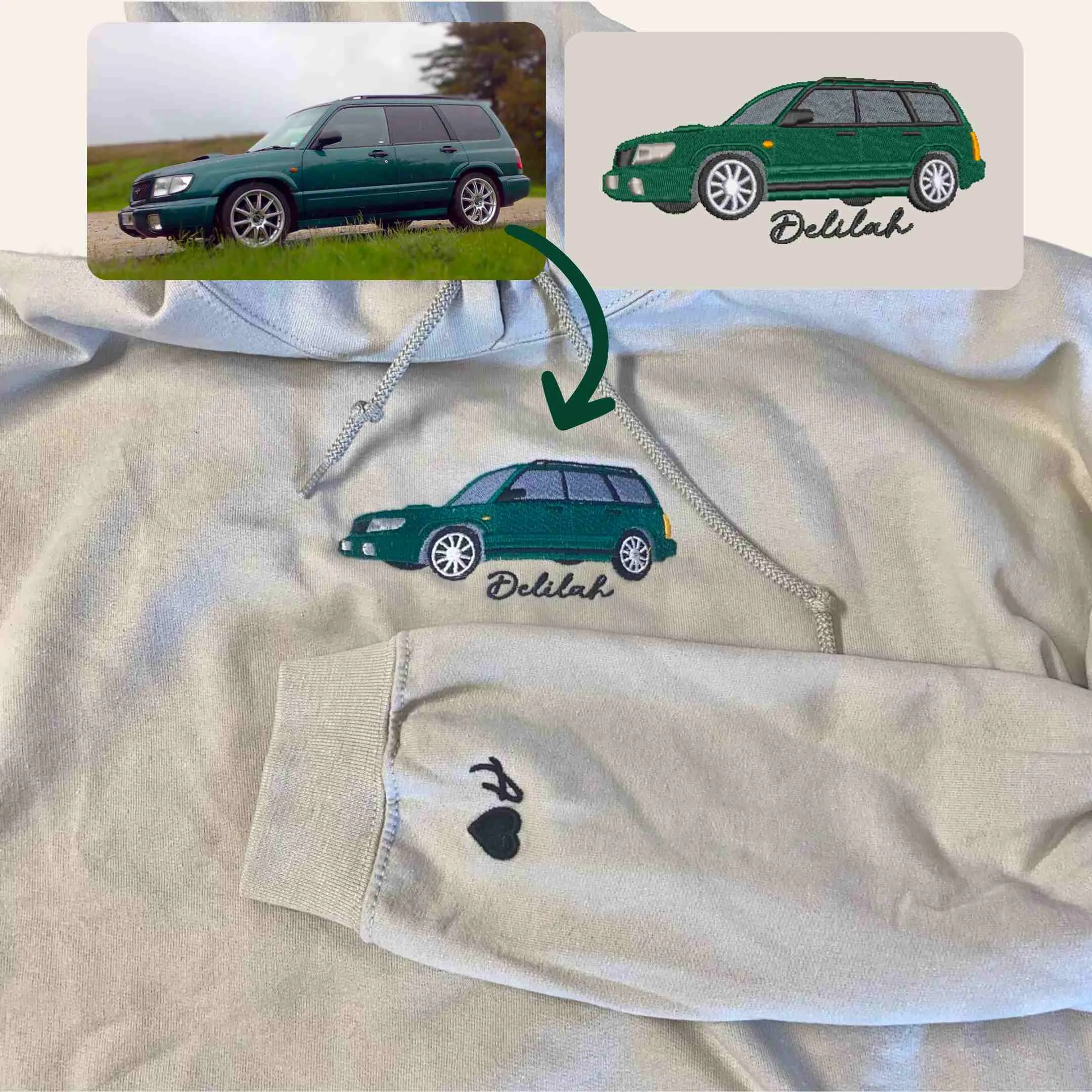 Custom Embroidered Car Hoodie, Sweatshirt, Personalized Car Gifts for Him