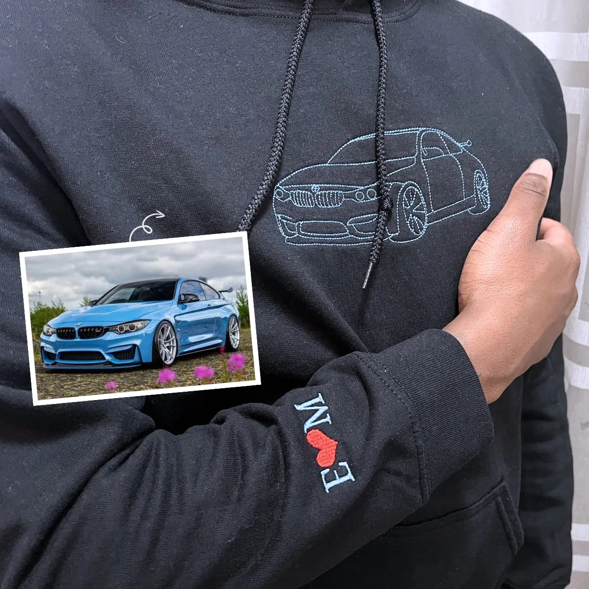 Custom Embroidered Car Hoodie, Sweatshirt, Personalized Car Gifts for Him