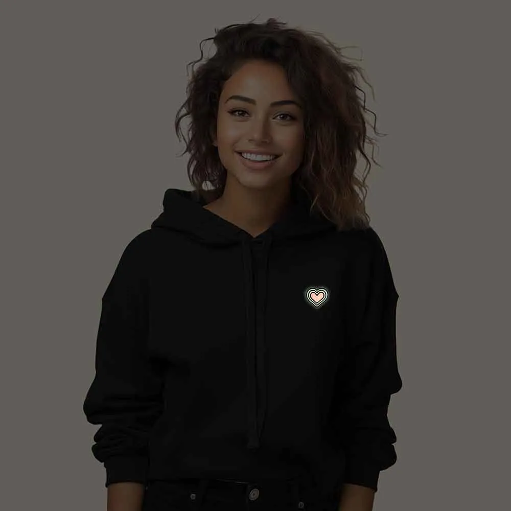 Dalix Heart Cropped Hoodie (Glow in the Dark)