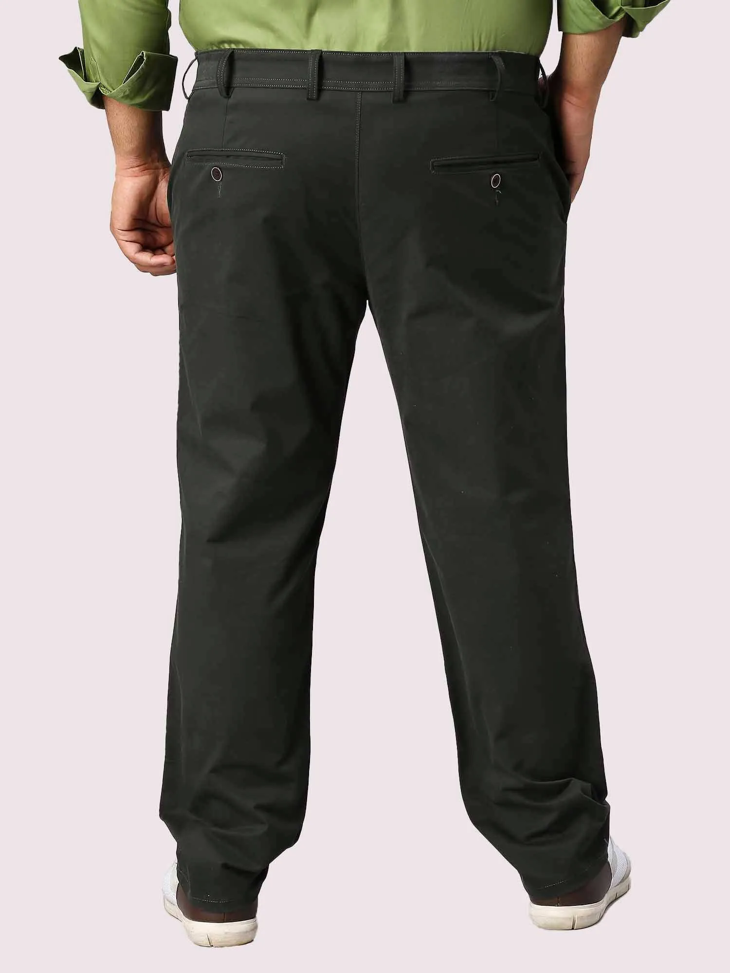 Dark Solid Cotton Trouser Men's Plus Size