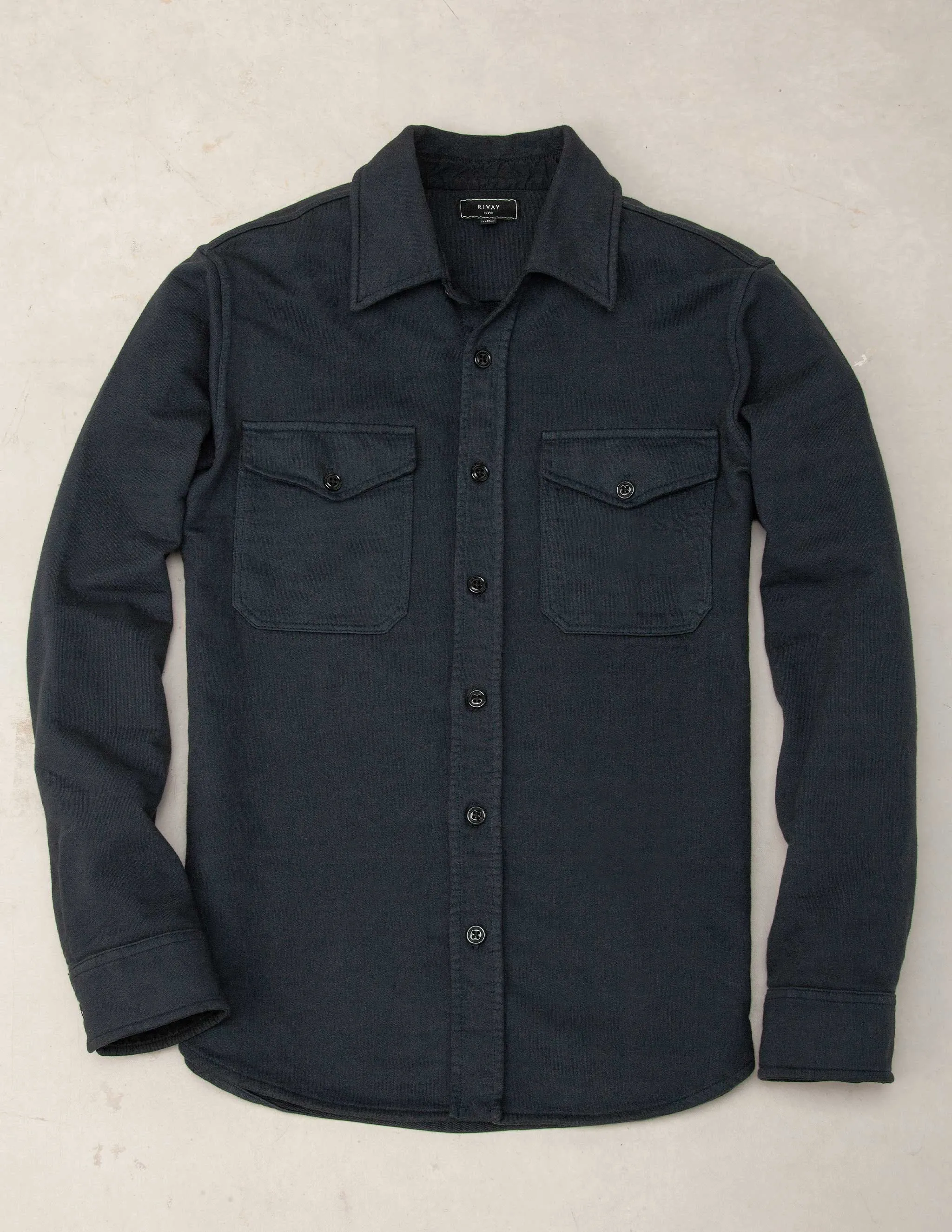 Deck French Terry Utility Knit Shirt in Midnight