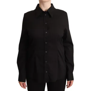 Dolce & Gabbana Elegant Black Cotton Blend Collared Top