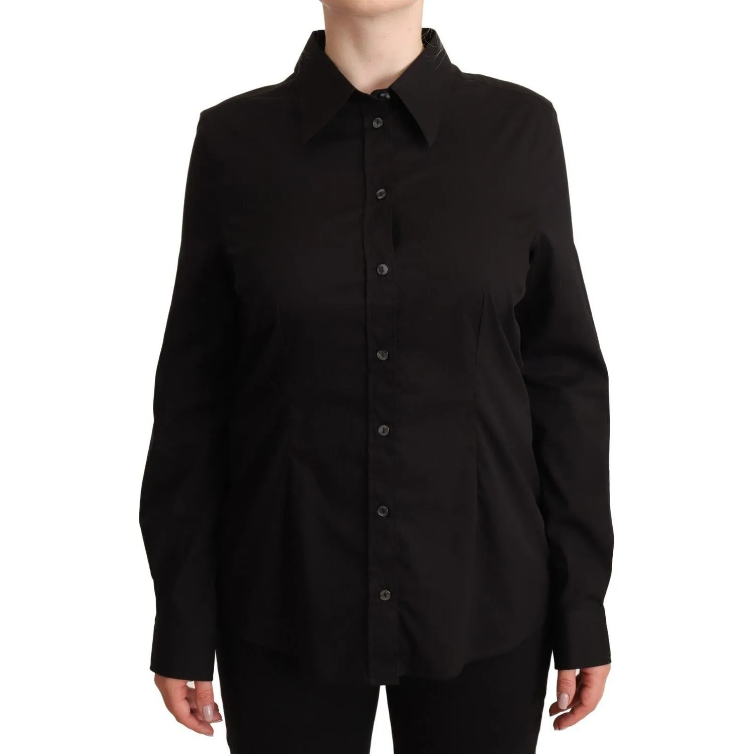 Dolce & Gabbana Elegant Black Cotton Blend Collared Top