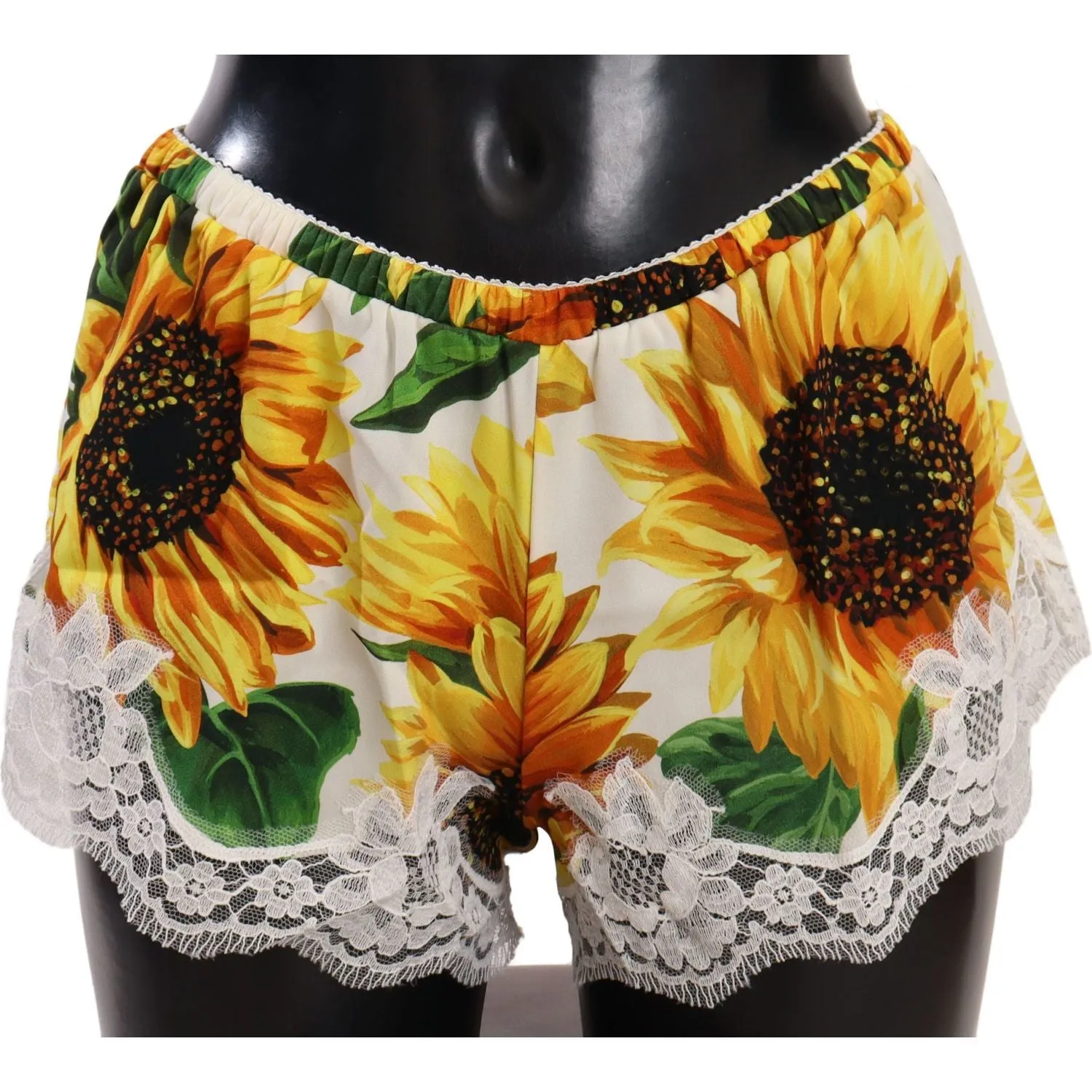 Dolce & Gabbana Sunflower Lace Lingerie Shorts - Silk Blend