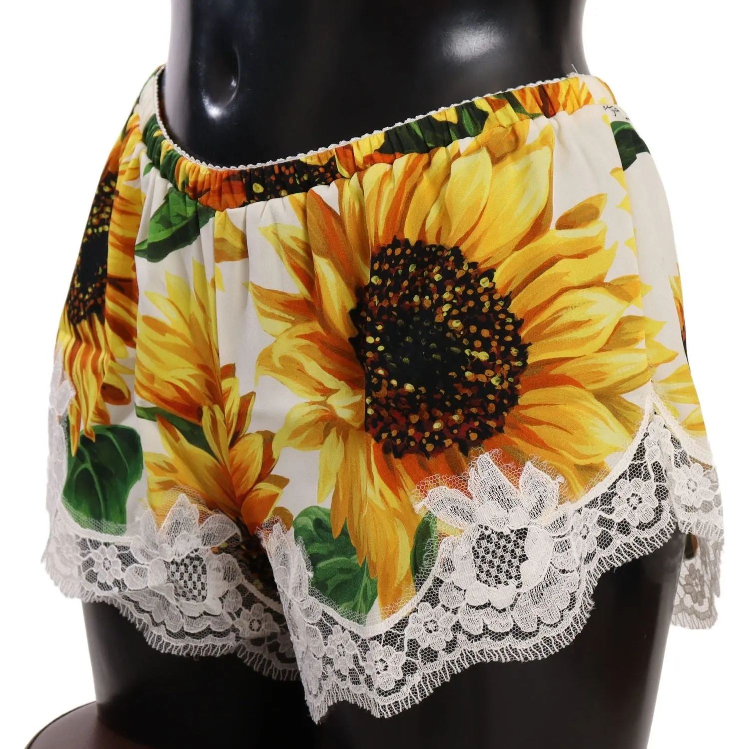 Dolce & Gabbana Sunflower Lace Lingerie Shorts - Silk Blend