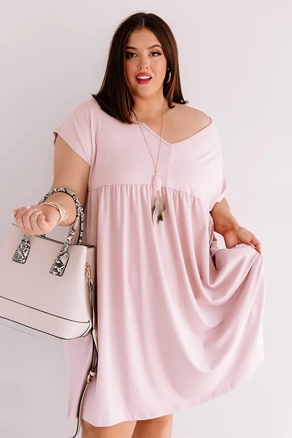 Dunes And Daydreams Babydoll Dress In Blush Curves