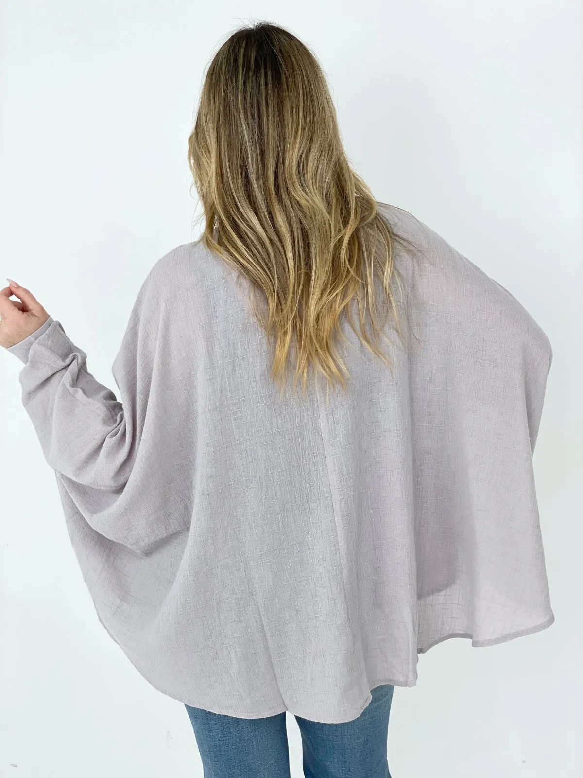 Easel Textured Cotton Linen Oversized Top - Ships from The US