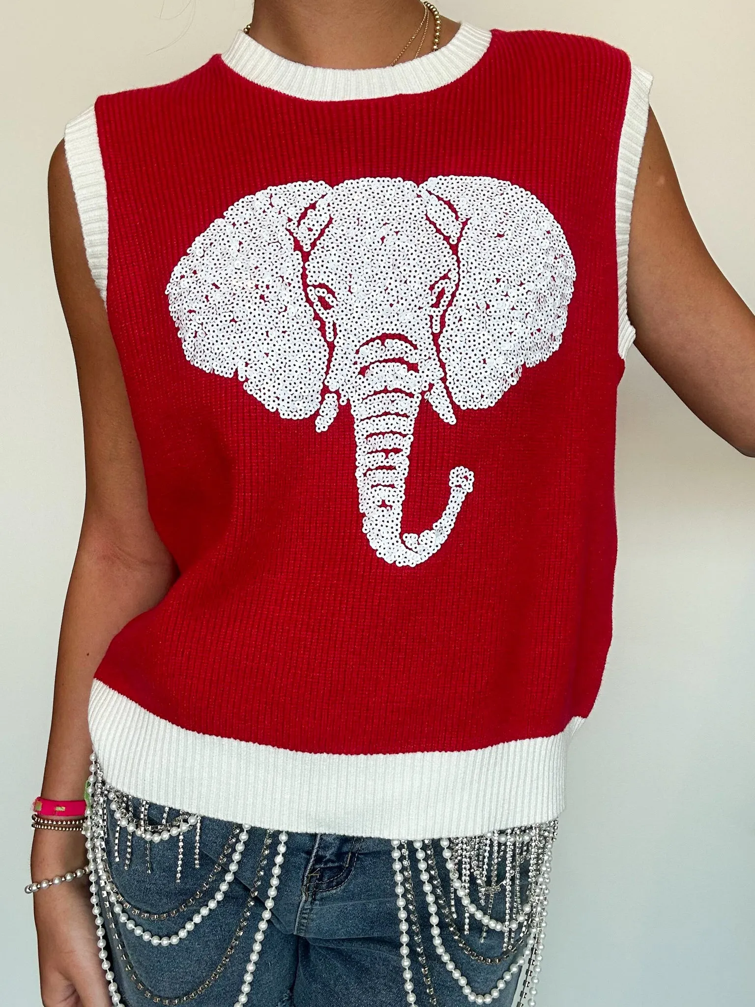 Elephant Sequin Sleeveless Sweater