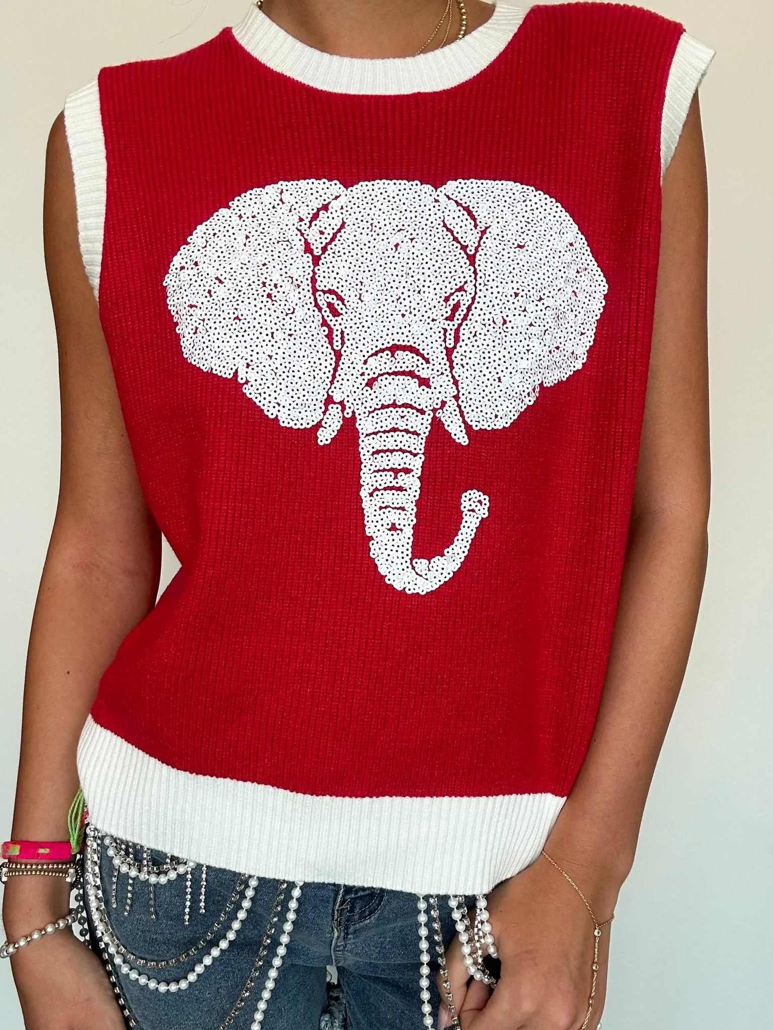 Elephant Sequin Sleeveless Sweater