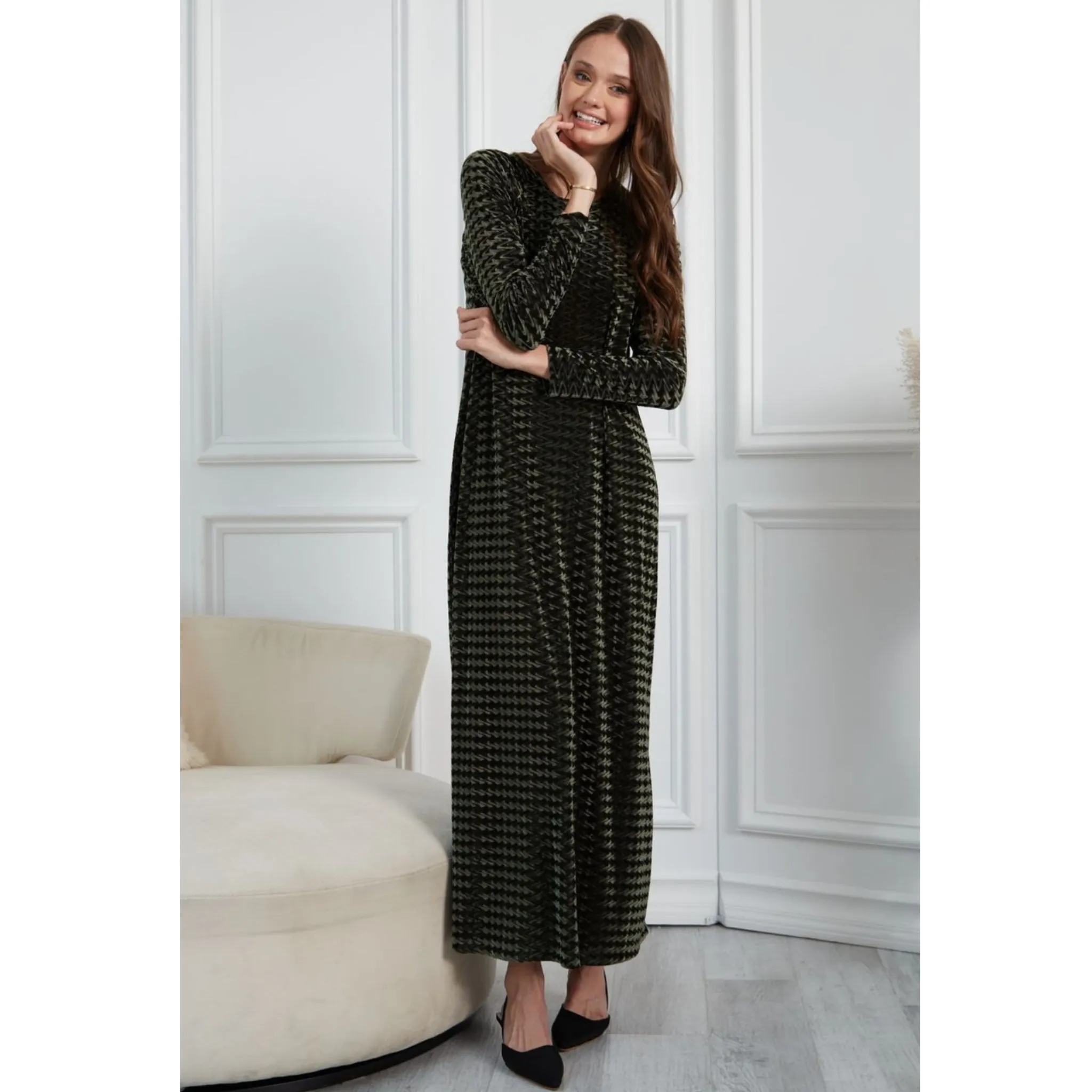 Ella Maxi Olive Velvet