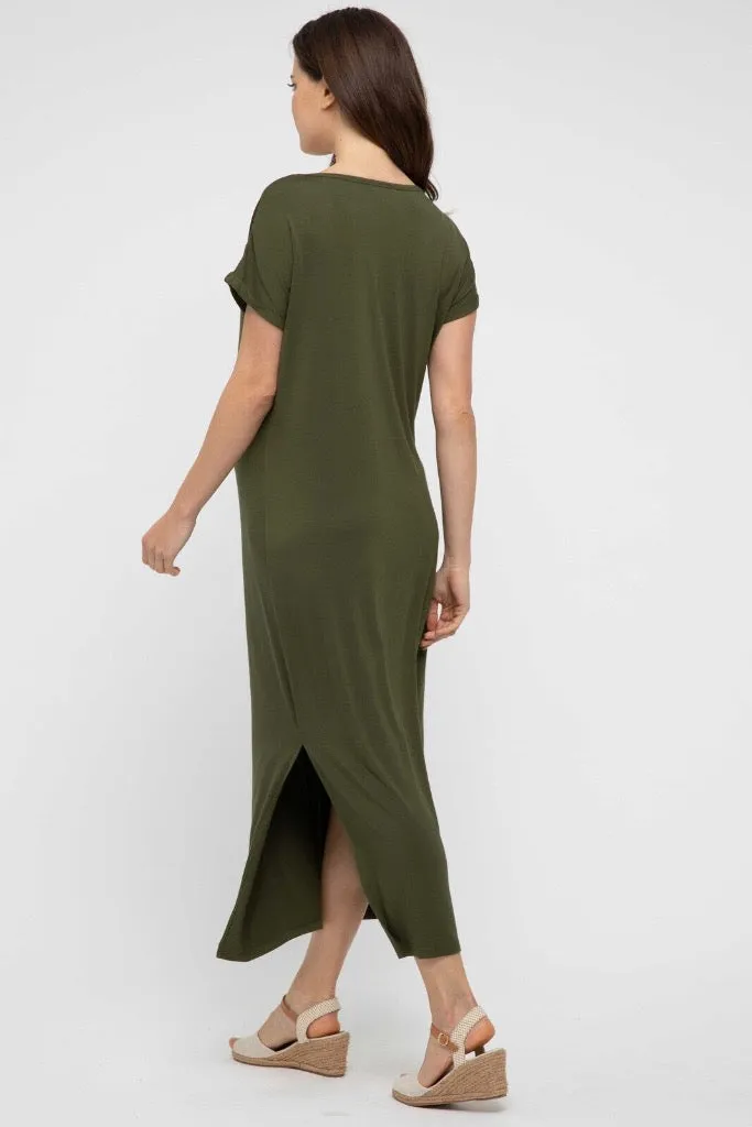 Elsie Maternity Dress - Dark Olive