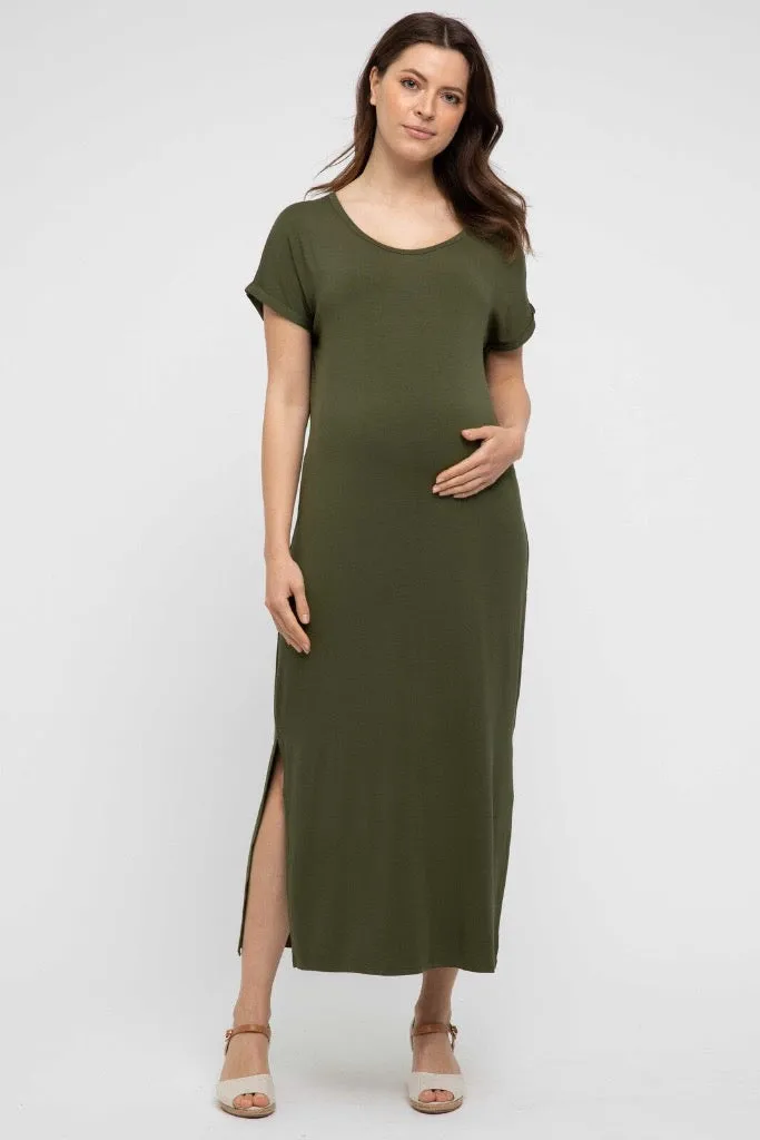 Elsie Maternity Dress - Dark Olive