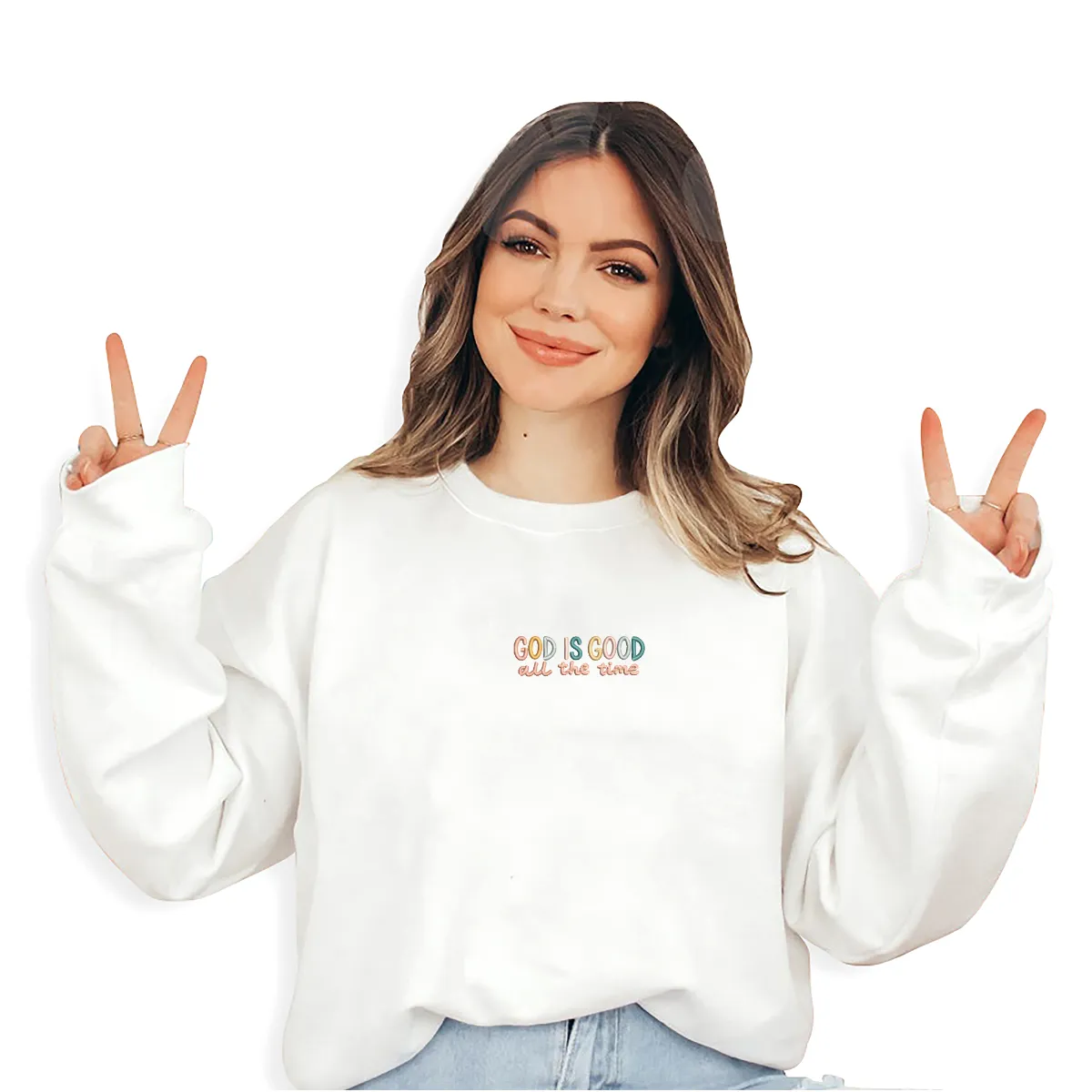 Embroidered Good All The Time Sweatshirt or Hoodie