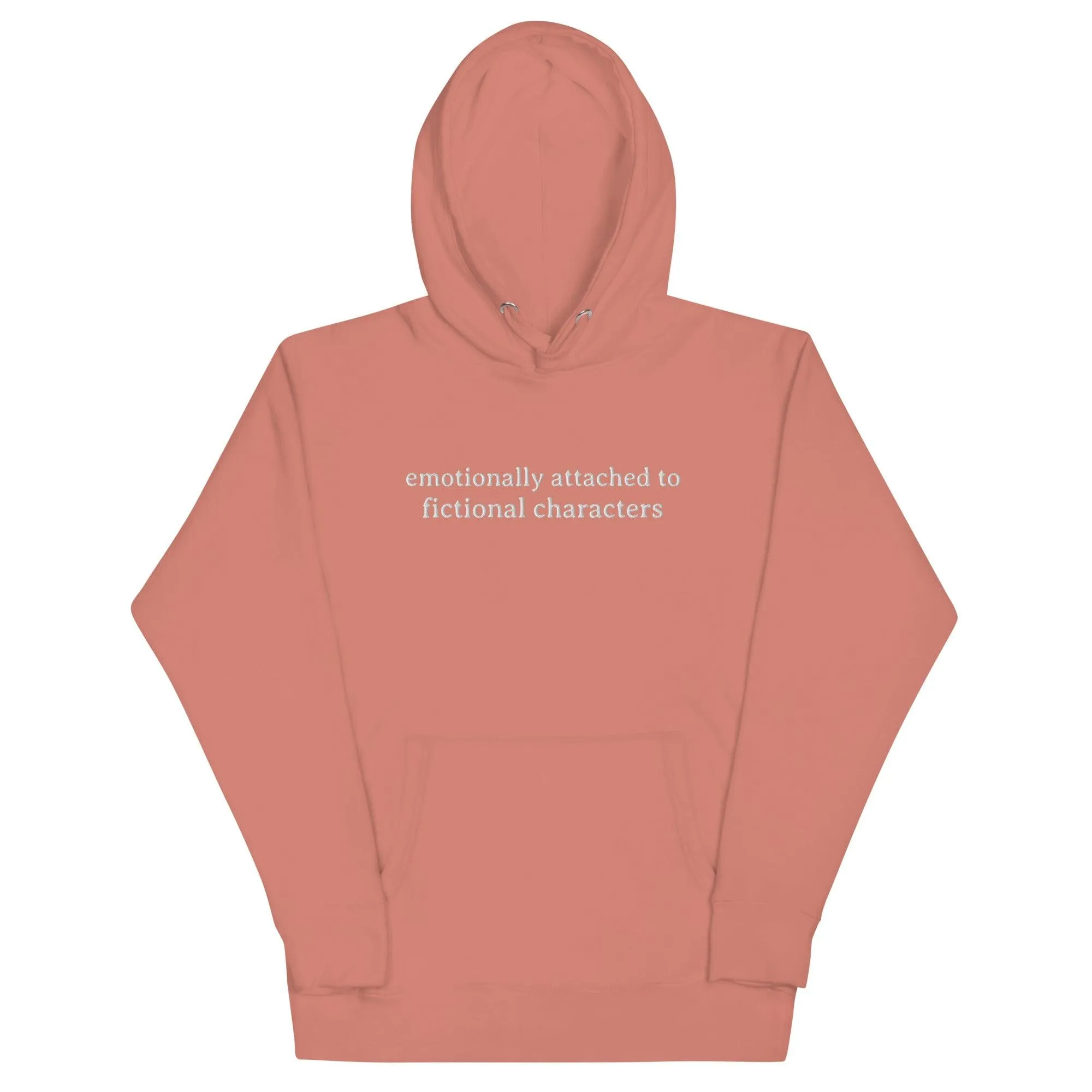 Emotionally Attached to Fictional Characters Embroidered Hoodie