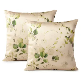 Encasa Homes Decorative Cushion Cover 20 x 20 inch (50 x 50 cm) - L1 Olive - Floral Digital Printed, Large Square Pillow Case for Chair, Seat, Bed, Office & Home (Set of 2)