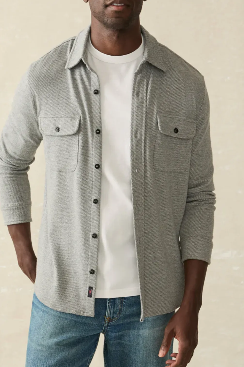 Faherty Twill Legend Sweater Shirt Fossil Grey