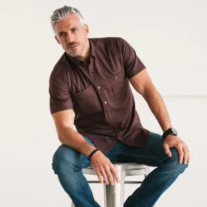 Fixer Short Sleeve Utility Shirt – Dark Burgundy Cotton Twill