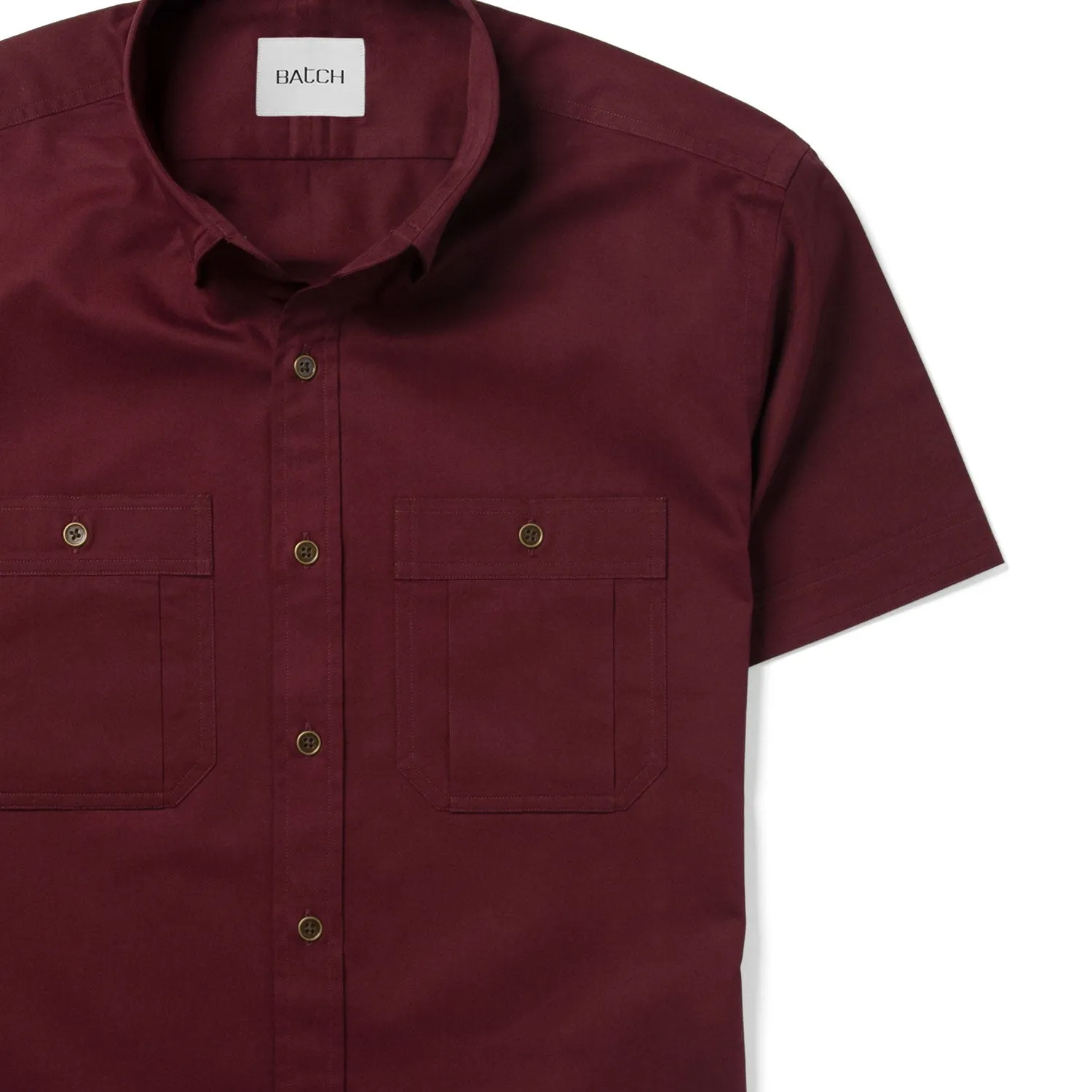 Fixer Short Sleeve Utility Shirt – Dark Burgundy Cotton Twill