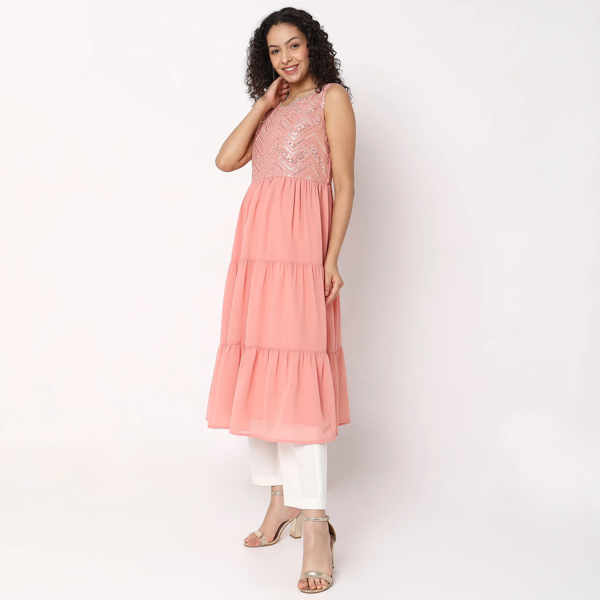 Flare Fit Embellished Kurta