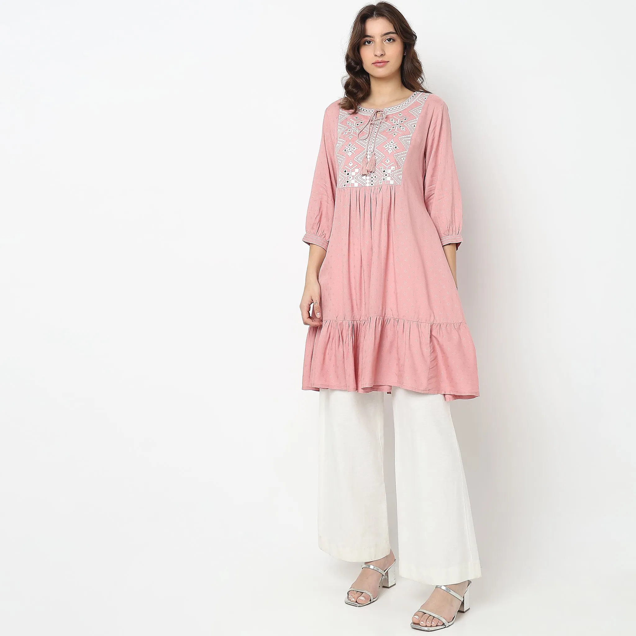 Flare Fit Embellished Kurta