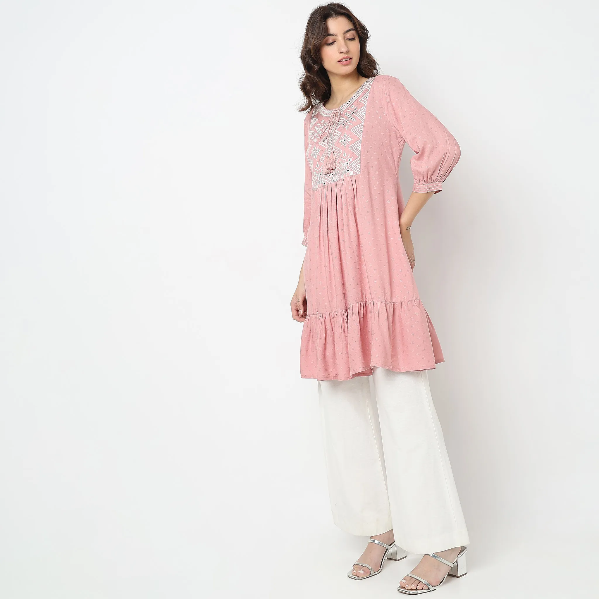 Flare Fit Embellished Kurta