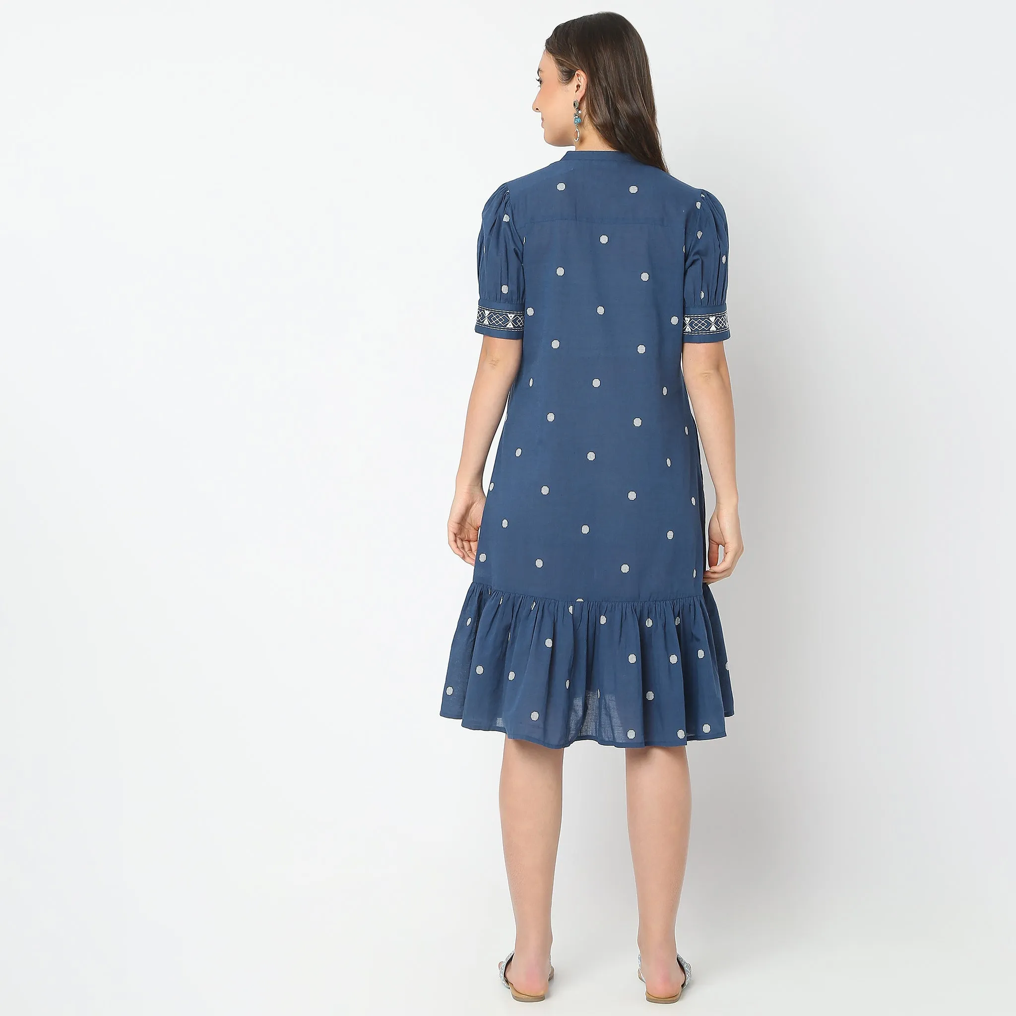 Flare Fit Embroidered Dress