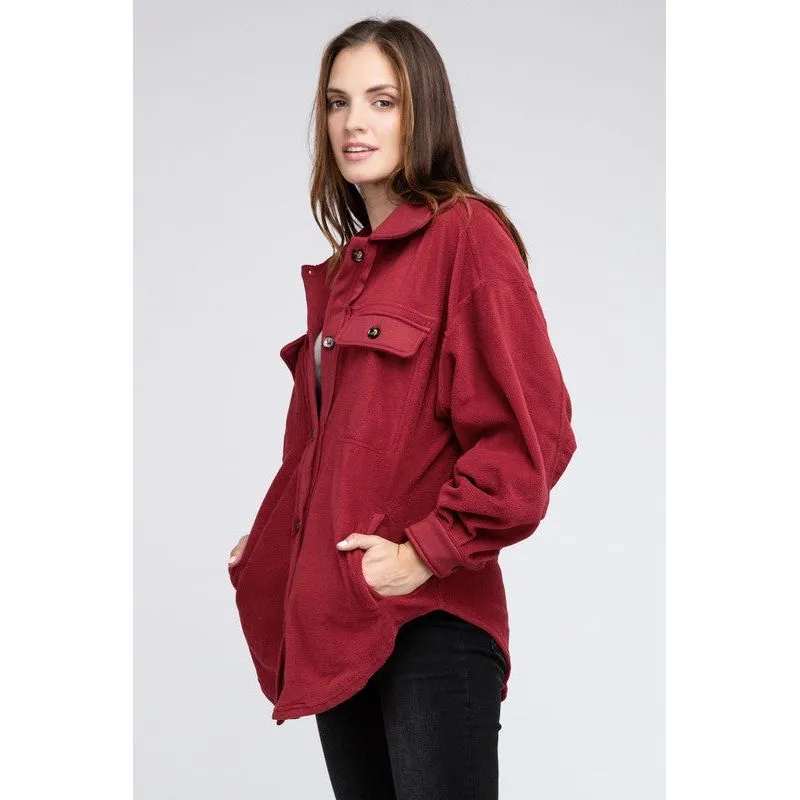 Fleece Buttoned Down Oversized Jacket