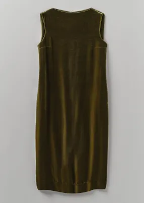 Fluid Silk Velvet Dress | Rich Olive