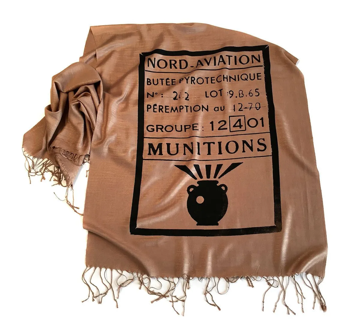 French Anti Tank Missile Scarf. Linen-weave Pashmina