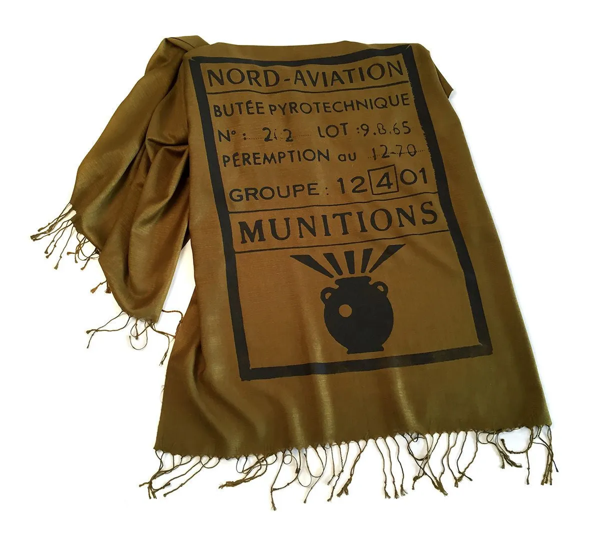 French Anti Tank Missile Scarf. Linen-weave Pashmina