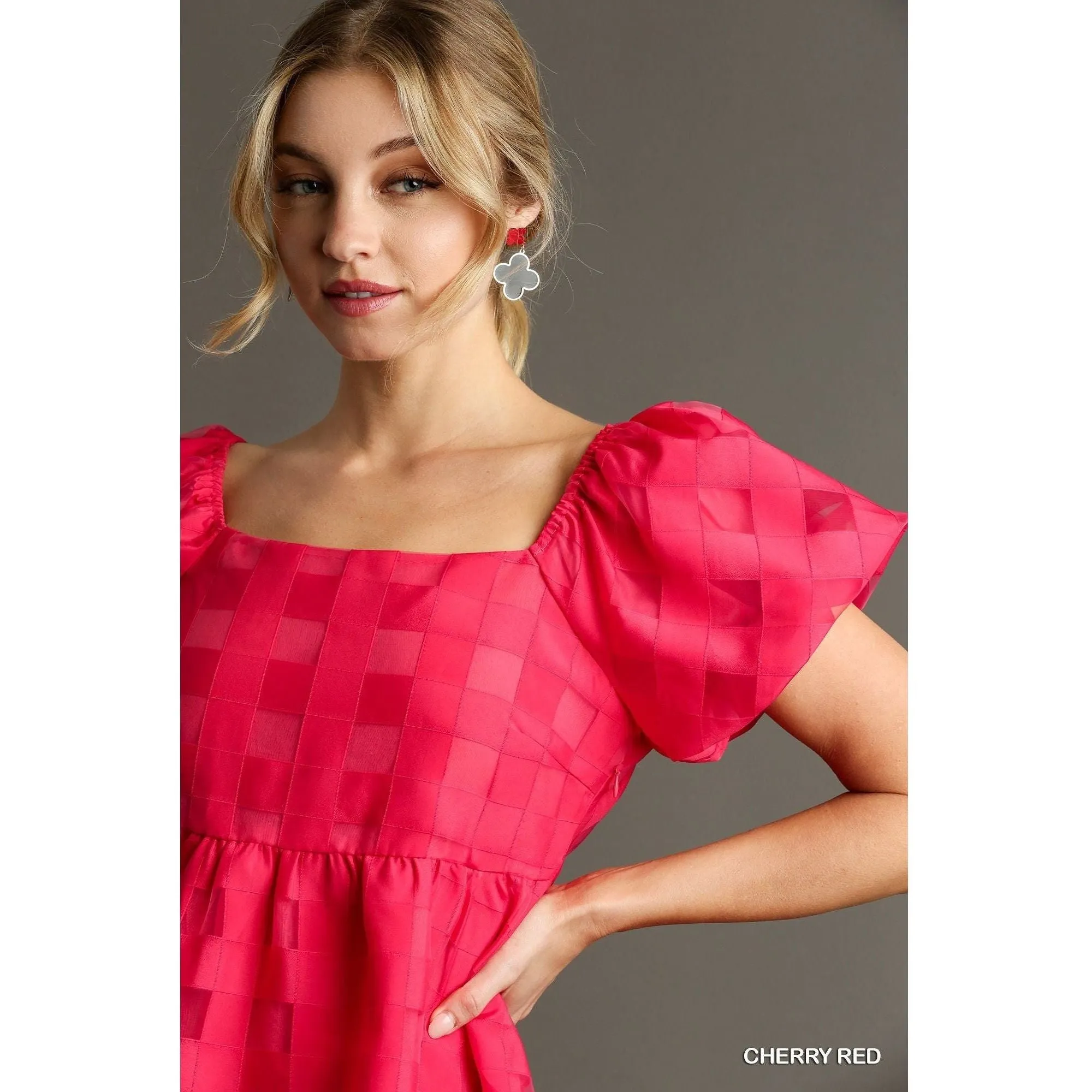 Fuchsia Checkered Babydoll Dress