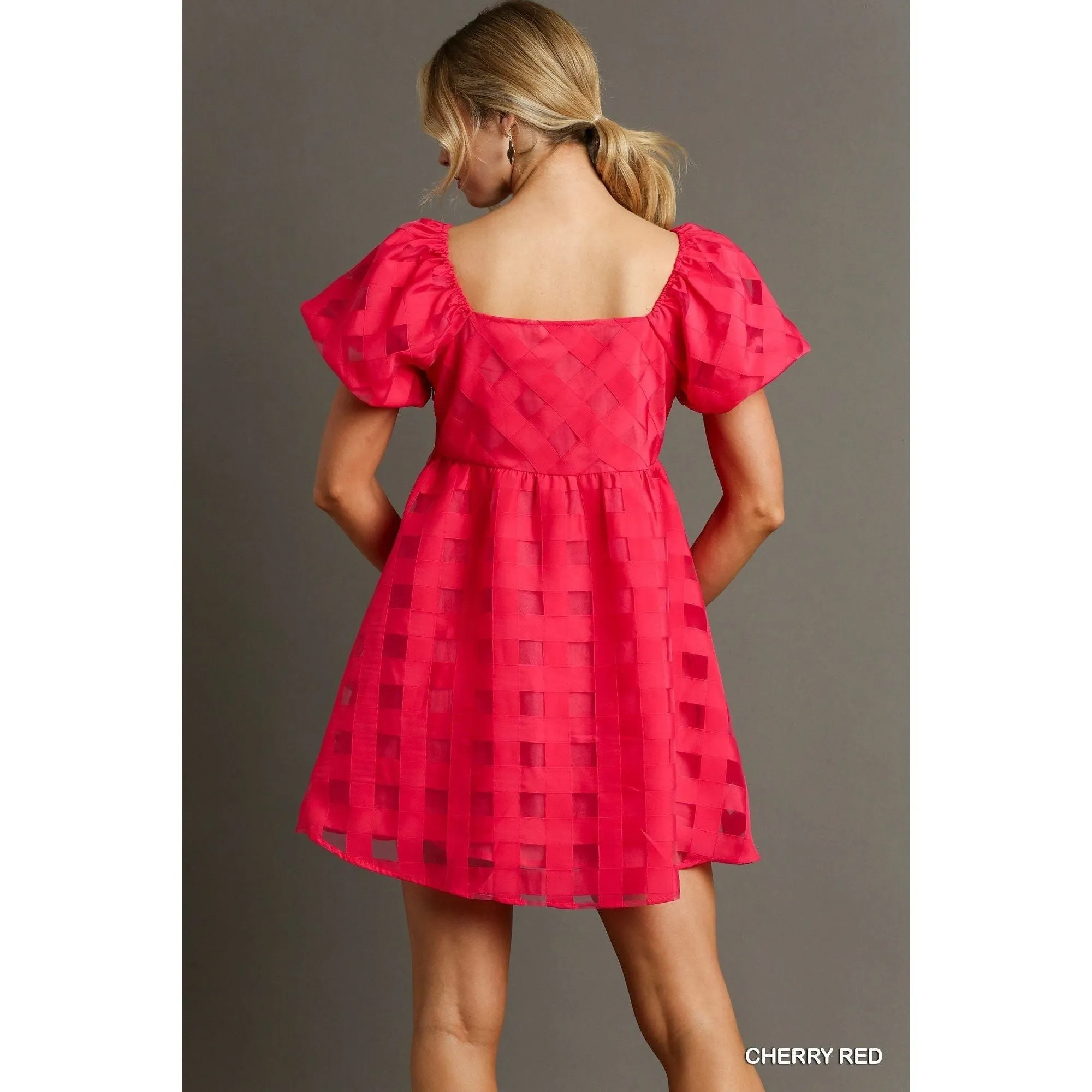 Fuchsia Checkered Babydoll Dress