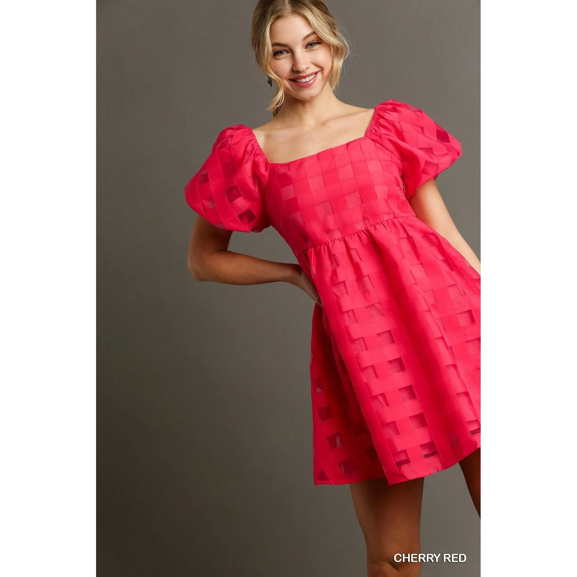 Fuchsia Checkered Babydoll Dress